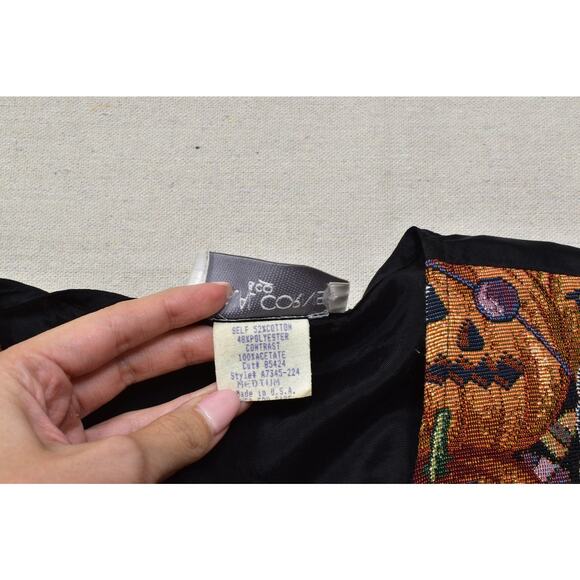 Casual Corner & Co Halloween Pumpkin Vest Size M Tapestry USA Cotton Blend - Picture 6 of 8